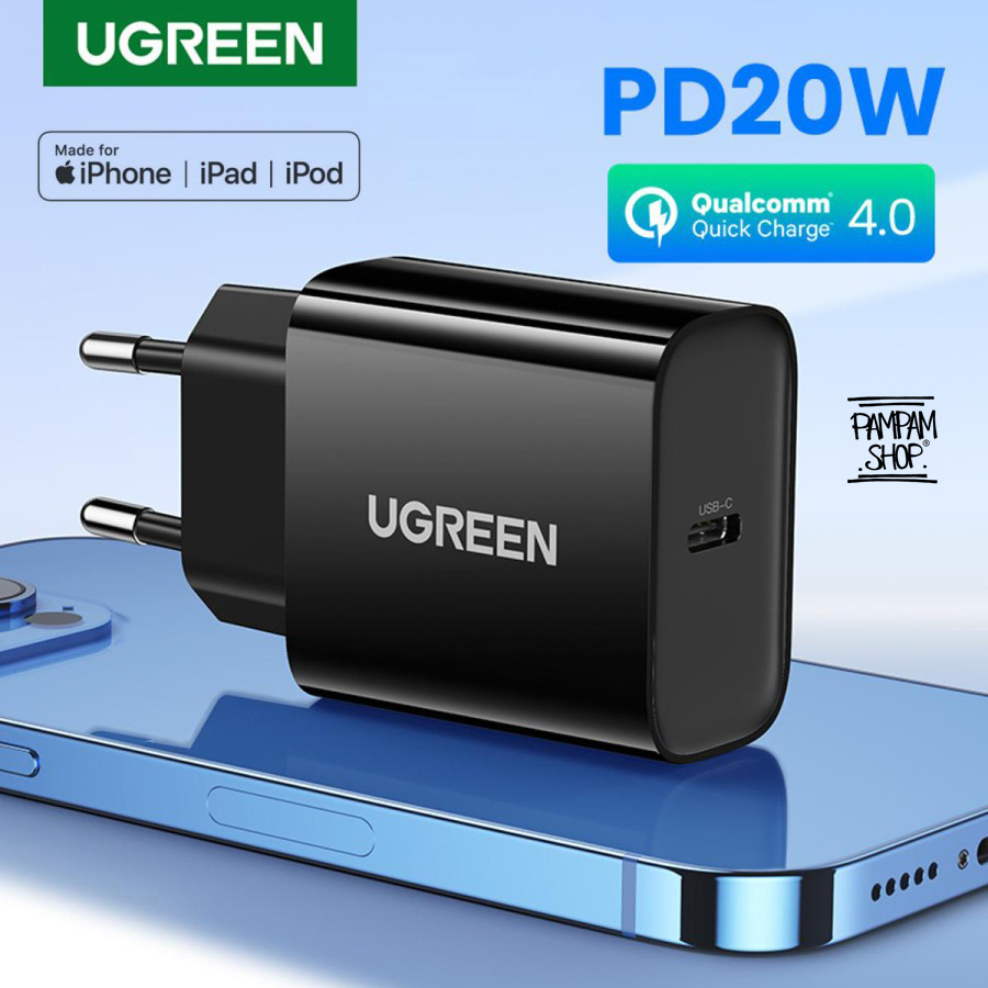 UGREEN Adaptor Charger 20W Type C MFI Iphone PD 4.0 Fast Charging Ori Casan Adapter 20 Watt Power Delivery Original Quick Charge