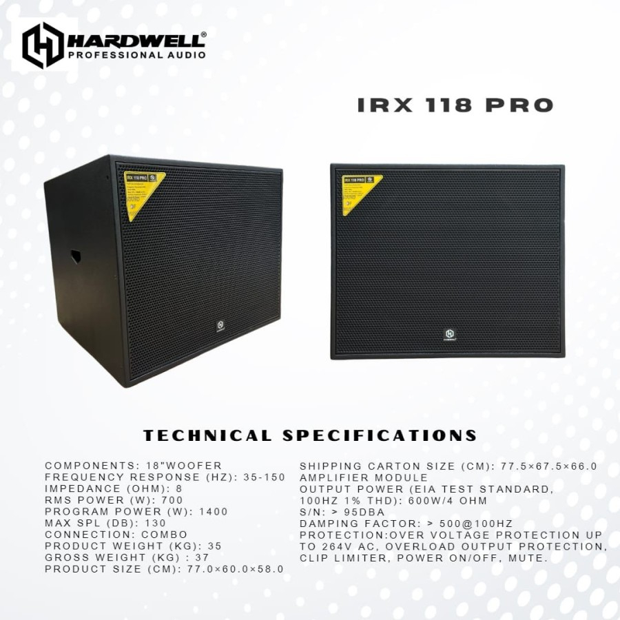 Subwoofer Aktif Hardwell IRX 118 Pro Original Sub Active HARDWELL