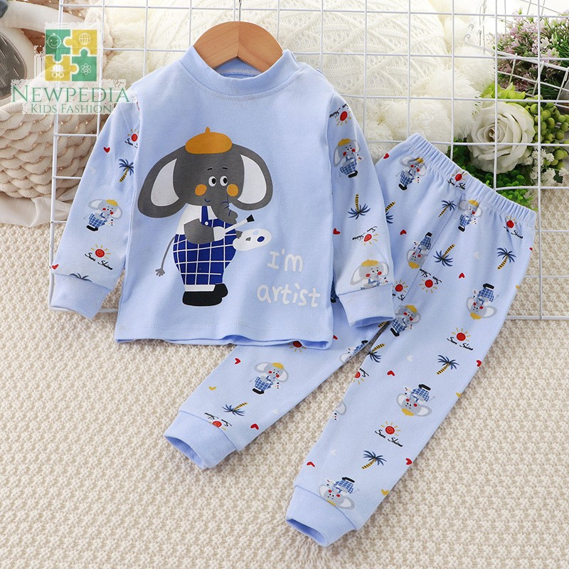 SETELAN BAJU TIDUR LENGAN PANJANG ANAK / BAJU TIDUR ANAK MOTIF GAJAH / COD PIYAMA ANAK