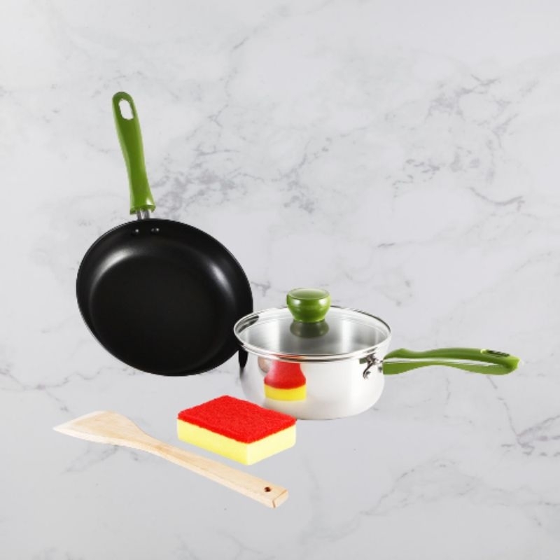Panci Set Maxim Olive Set Of 5 Alat Masak Ekonomis Multifungsi Anti Lengket Warna Hijau