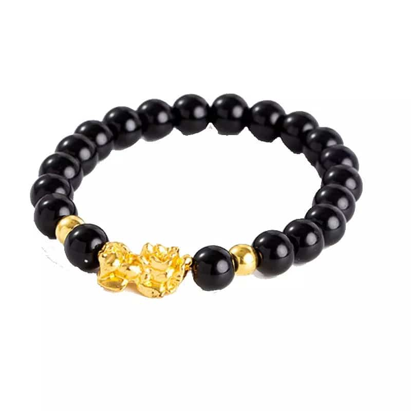 Gelang Pixiu Import Keberuntungan Full Hitam /Gelang Feng Shui Pixiu / PiYao Lapis Emas/Gelang Hoki