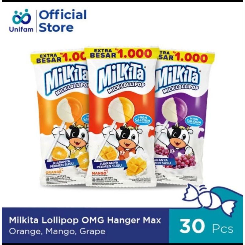 permen milkita lollipop hanger isi 30 pcs eceran 1000