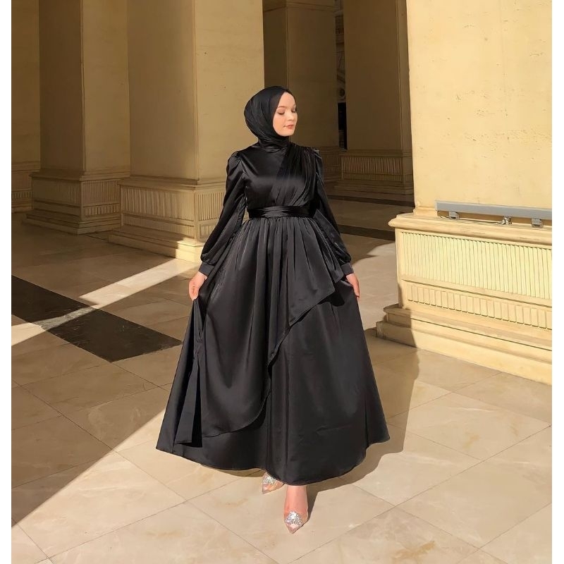 Qiara Dress - Dress silk custom dress pesta seragam bridesmaid couple gamis kondangan satin murah