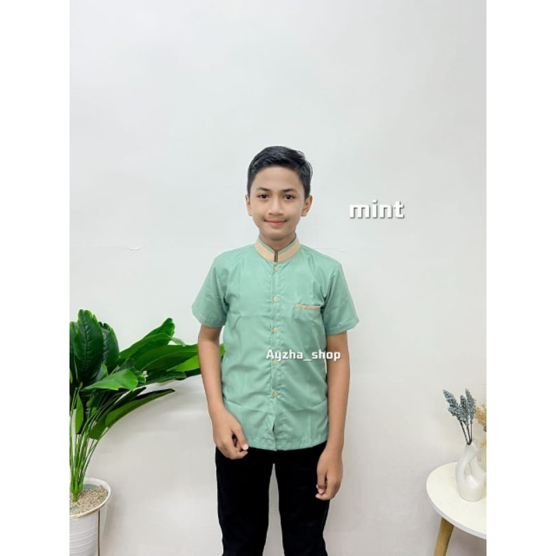 Baju koko anak couple ayah warna mint