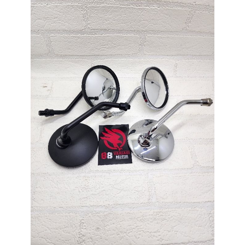 Spion Vespa Mini Drat Honda Full Black Dan Full Chrome - Spion Vespa Mini Honda Beat Vario Scoopy Supra PCX Lama dan Lainnya