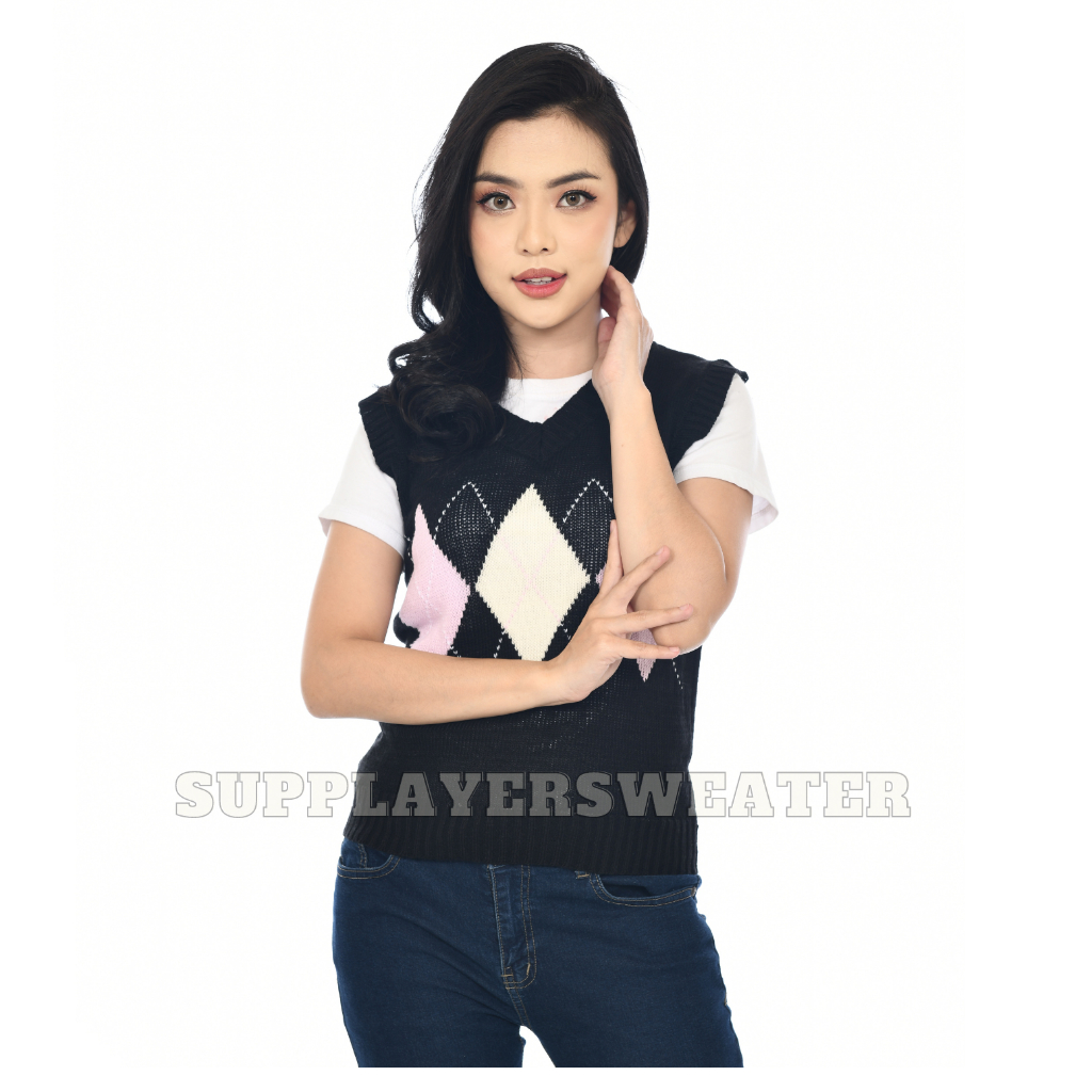 Rompi Vest Prisma Rajut Kekinian Motif Wajik Kece korean