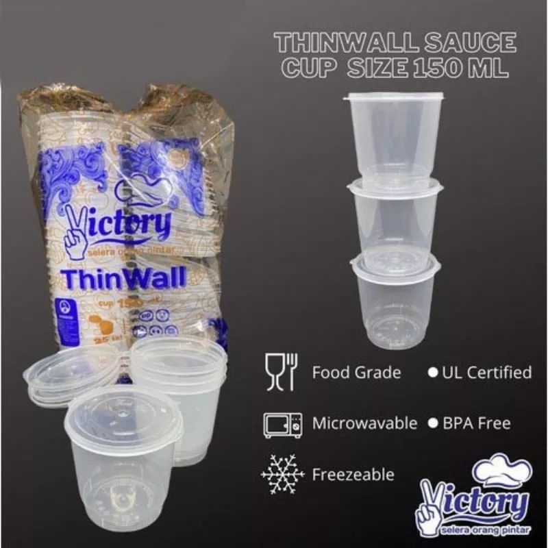 Thinwall cup 100ml 150 ml sauce cup puding saos sambal victory