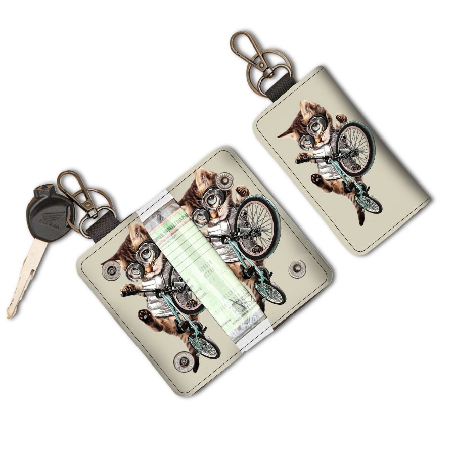 Dompet STNK E-TOLL SIM Mobil Motor Gantungan Kunci Motif kucing Premium Keychain ads 034