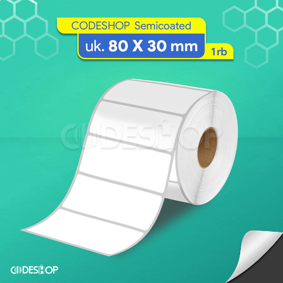 Kertas Stiker Alat Tulis Label Barcode Stationery Tas Baju 80mm x 30mm