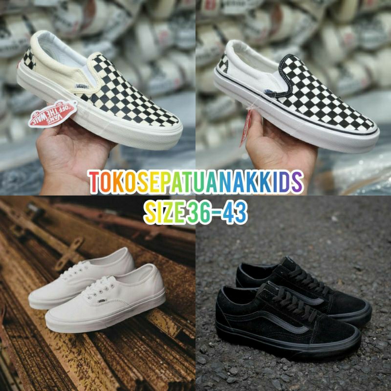 SALESepatu Vans Slop Kotak Hitam Putih Pria Wanita 36-43 Sepatu Sneakers Pria Dan Wanita