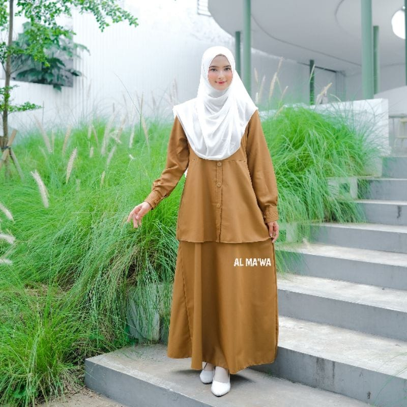 SETROK BAJU PEMDA KHAKY  TOYOBO ( TUNIK + ROK ) S-M-L-XL-XXL JUMBO TERBARU