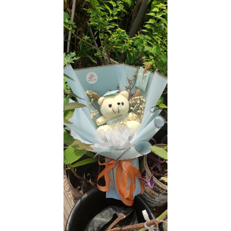 Buket bunga wisuda boneka beruang / bouquet bunga wisuda boneka / buket boneka