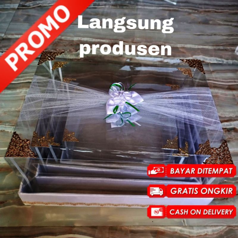 Box Kotak Seserahan 1 set Isi 4 Hantaran Pernikahan Mika Plus Bunga Hias