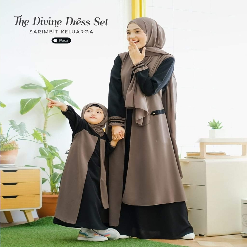 GAMIS COUPLE IBU ANAK PLUS HIJAB / GAMIS SERIMBIT / BAJU MUSLIM KELUARGA / GAMIS MURAH KOLEKSI
