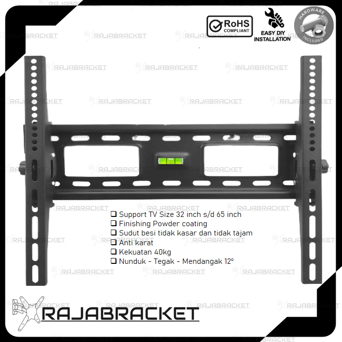 Bracket tv Braket tv Breket tv 32 40 42 43 50 55 60 65 70 75 inch, Waterpass Bisa Nunduk Tegak Dangak Adjustable Premium