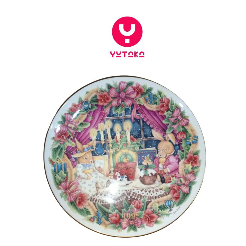 ROYAL DOULTON 1995 Jane James Plate Christmas Season's Greetings Bunnykins) Original