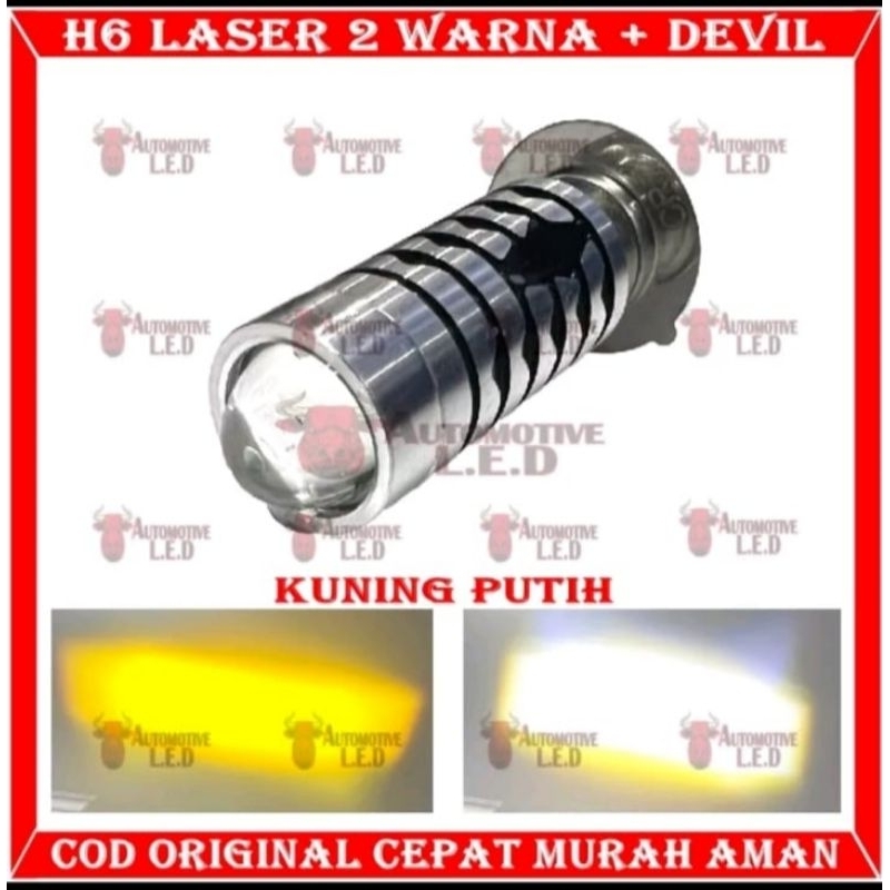 Lampu led utama laser gun ac dc h6 2warna &amp; putih led hi/loo pnp metic bebek