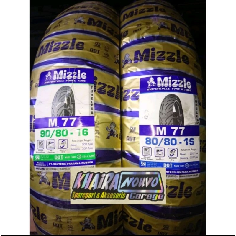 Ban mizzle M77 set ban mizzle M 77 set 80/80 dan 90/80 ring 16 nouvo skywave hayate ban ring 16 ban 