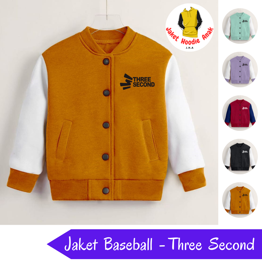 Jaket Three Second 3 Second - Jacket Jeket Baseball Basebal Anak Anak Laki laki Perempuan Unisex Bal