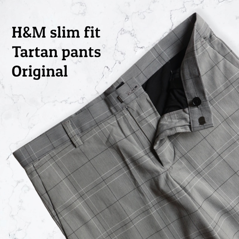 celana panjang formal kantor H&M original tartan pants slim fit