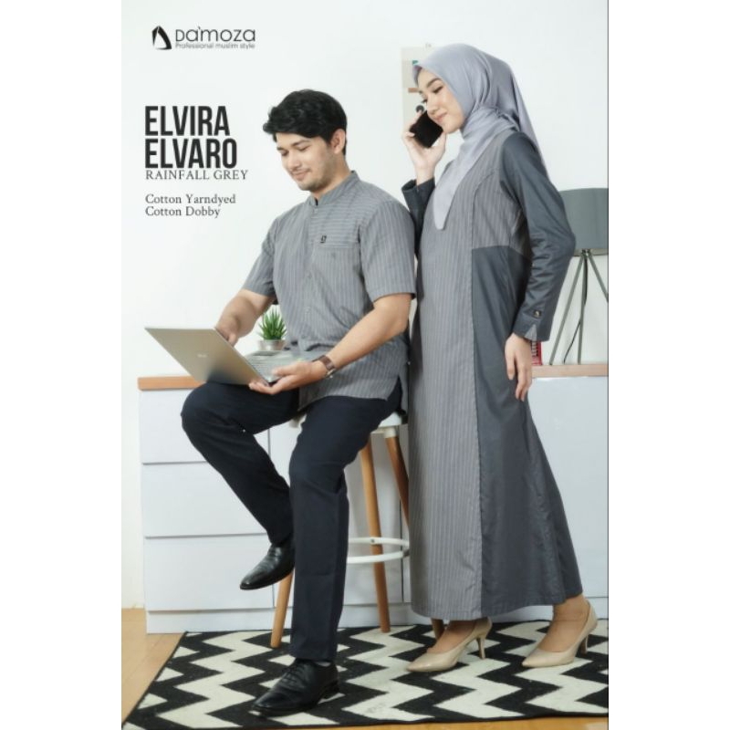 Damoza Couple Series Elvira dan Elvaro Rainfall Grey Gamis Elvira Koko Elvaro