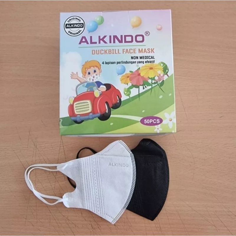 Masker Duckbill Anak Alkindo 4 Ply Disposable Face Mask Isi 50 Pcs