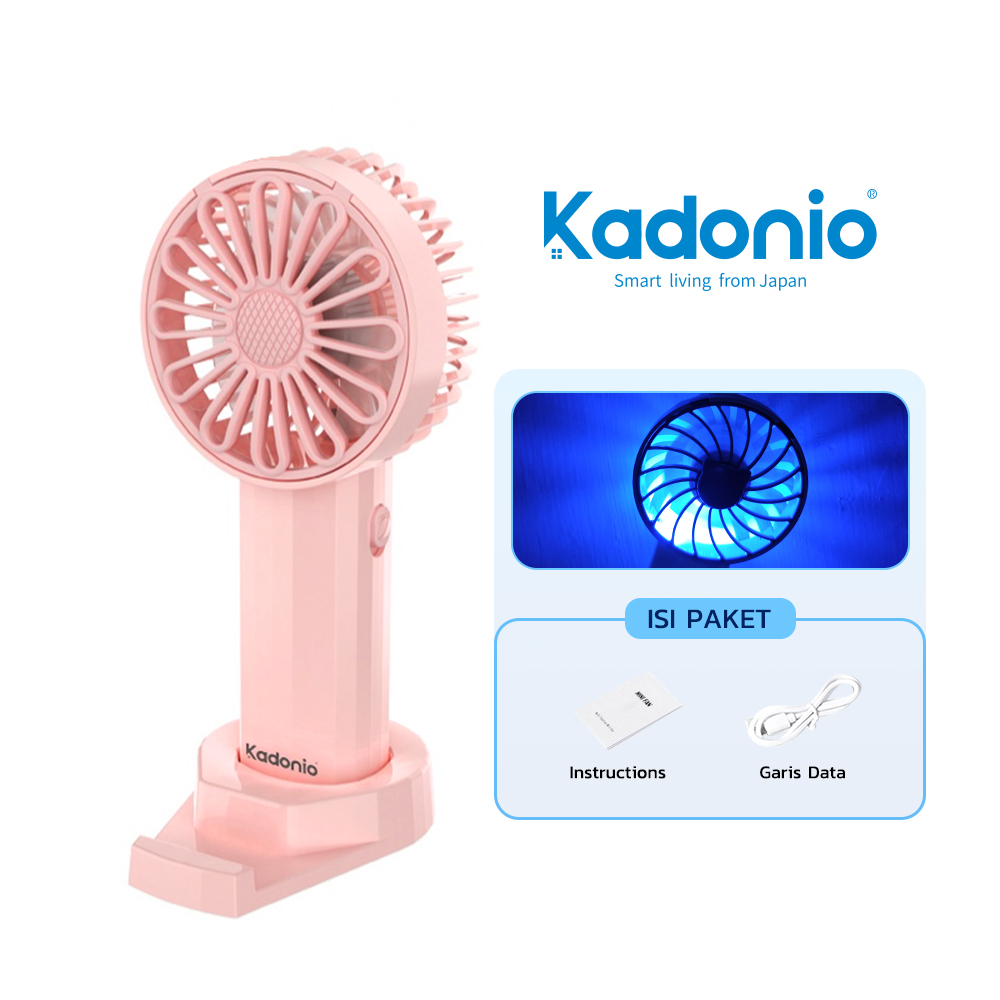 KADONIO Kipas Angin Mini Portable USB Cas Karakter Dapat Digunakan Sebagai Dudukan Ponsel KL-FN20-Normal-Pink FN20