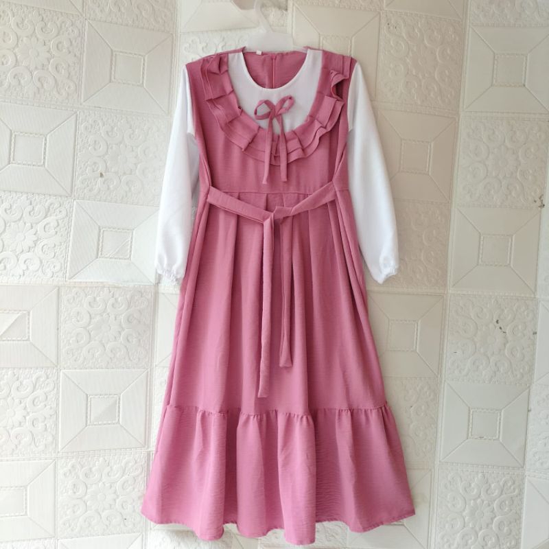 DRESS KOREA ANAK I BAHAN CRINKLE AIR FLOW USIA 2-12 TAHUN