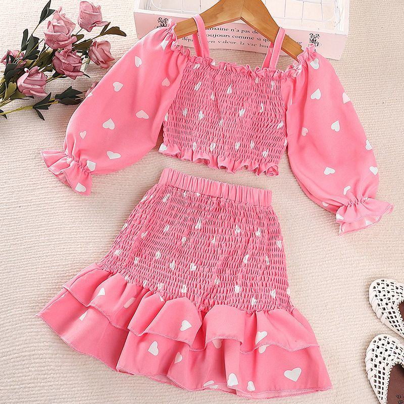 Setelan Anak Perempuan Lengan Panjang Motif Sabrina Pink Love