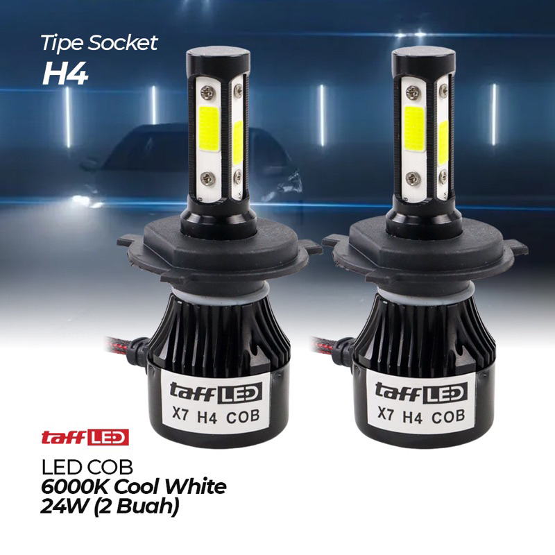 {NEW 2023}LAMPU LED H4 4 SISI COOL WHITE 2 PCS