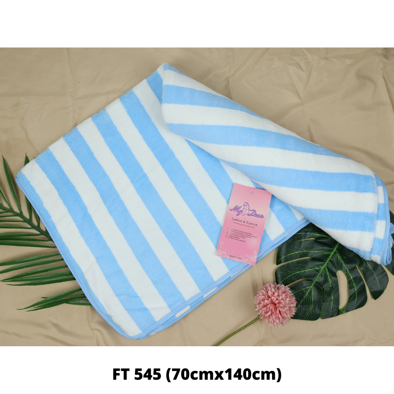 Handuk Mandi Dewasa Microfiber bulu 70x140 Motif Salur Garis Handuk Mandi Anak Bayi Lembut Super Serap Air Import