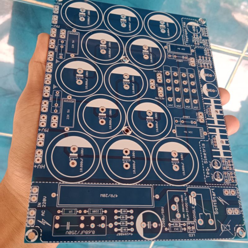 PCB PSU CLASS H ISI 12 ELKO KOMPLIT TEGANGAN SIMETRIS/SOFTSTAR/FAN DOUBLE LAYER PCB PSU KELAS H 12 E