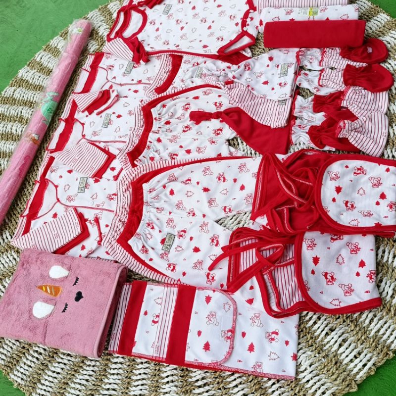 53 PCS Perlengkapan Baju Bayi Baru Lahir Seri Merah/Paket Brojol Baby/Paket Hemat Lengkap Terkomplit talitababywear