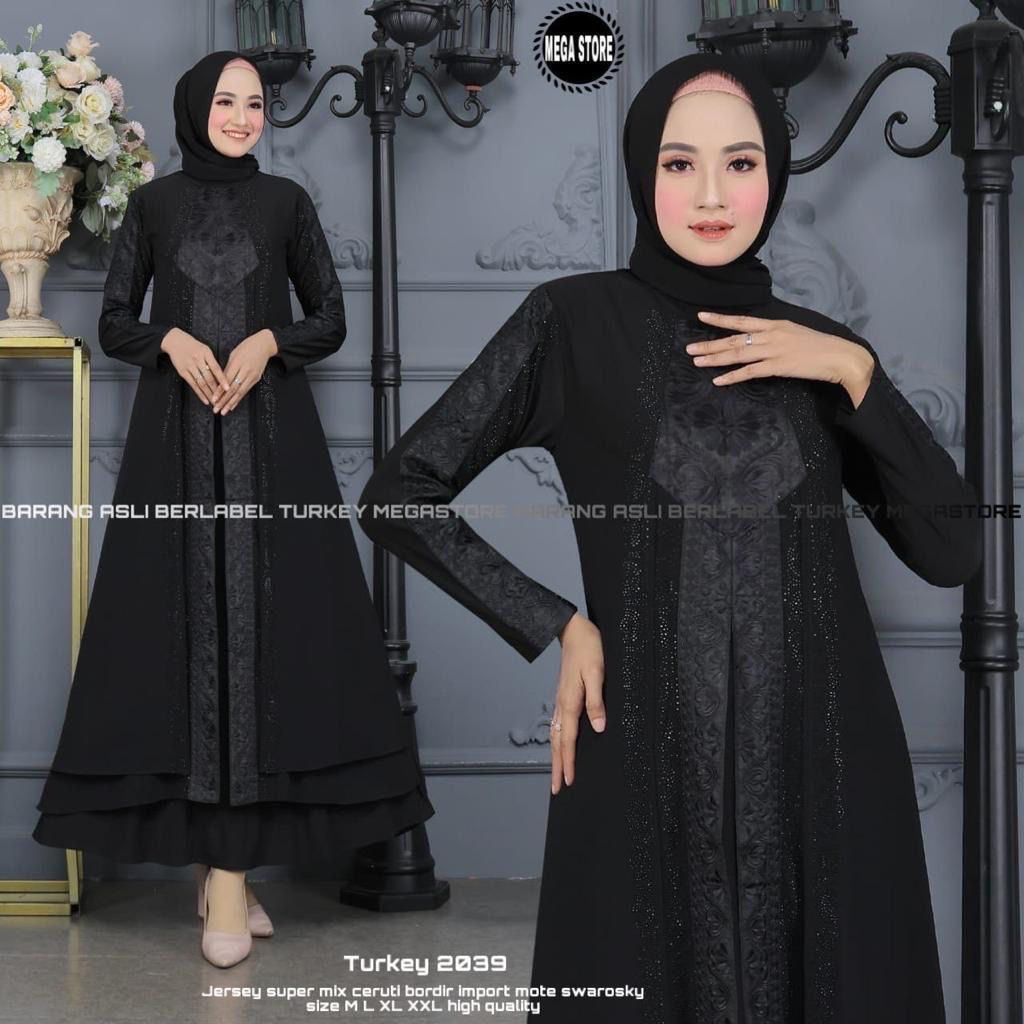 Abaya Turkey 1862 Abaya Arab Gamis Arab Hitam Bordir Abaya Turki Best Seller Kualitas Premium Modern