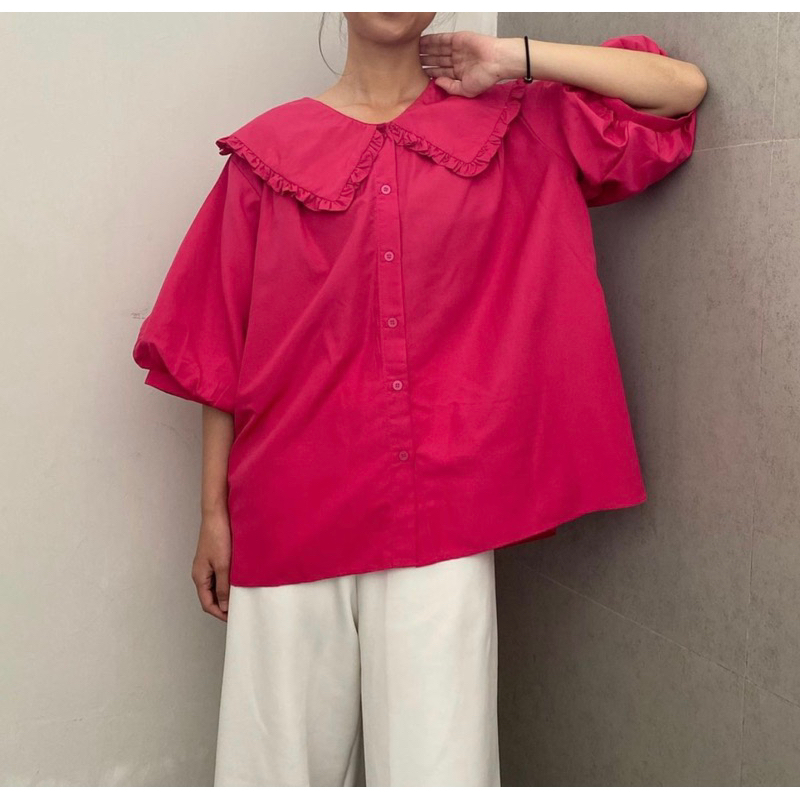 NABO - Tabelano blouse short sleeves ( MAGENTA - CREAM)