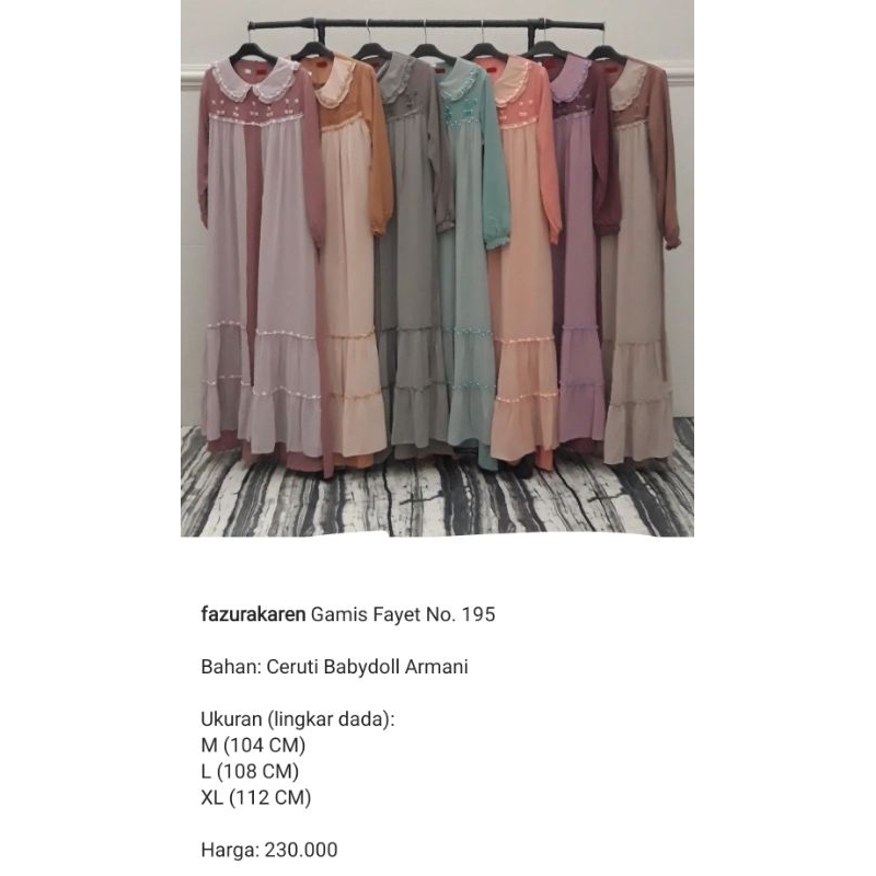 Harga promo GAMIS FAZURA KAREN