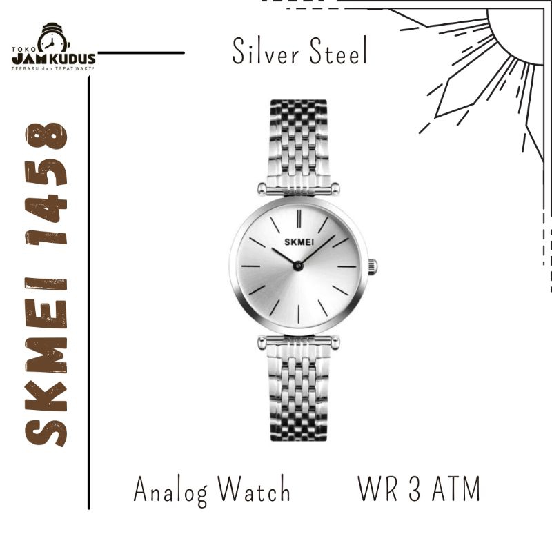 JAM WANITA ANALOG SKMEI 1458 ORIGINAL SILVER
