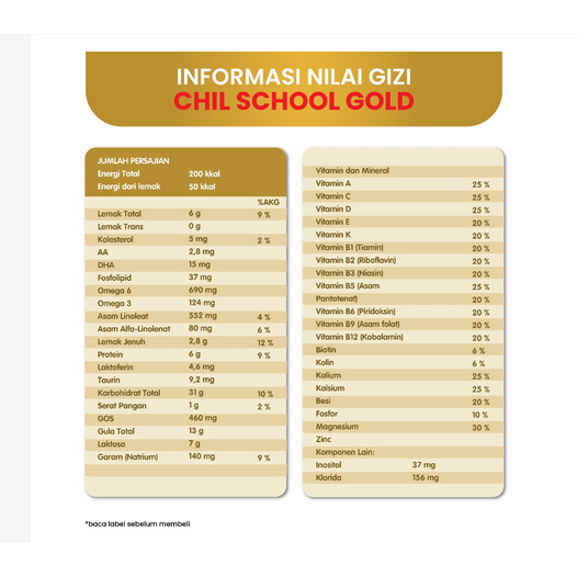 CHIL SCHOOL GOLD VANILA MADU 1600 GR CHILSCHOOL REGULER VANILA MADU 1600GR