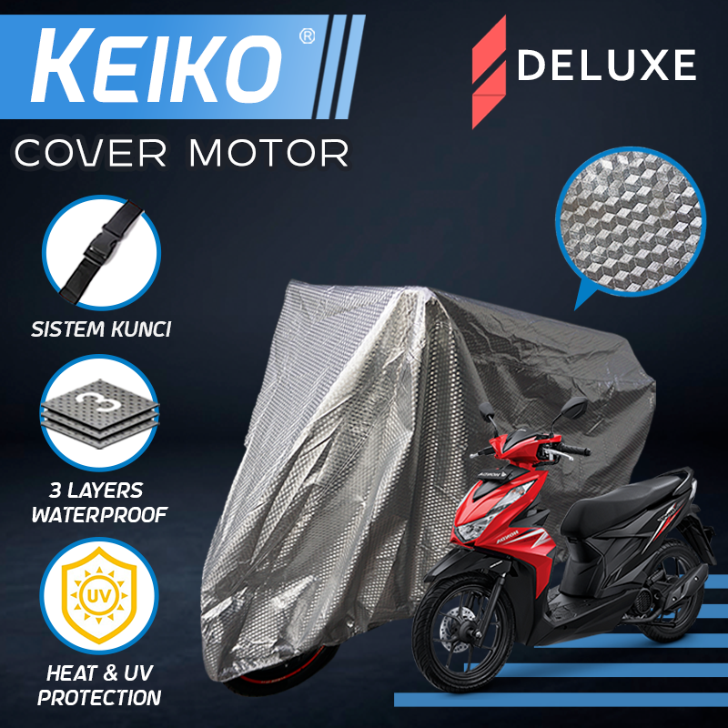 Cover Sarung Tutup 3 Layer Lapis Motor Besar (L) Waterproof Beat Astrea Freego Genio Xride Fino Gear Keiko Deluxe