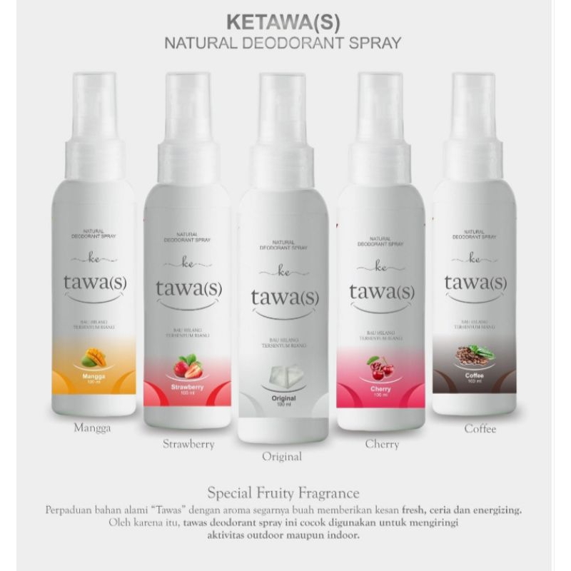 Natural Deodorant Spray keTAWAS Penghilang bau ketiak 100℅ ampuh Isi 100 Ml