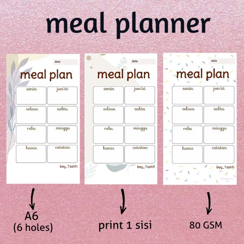 

Meal Planner binder A6