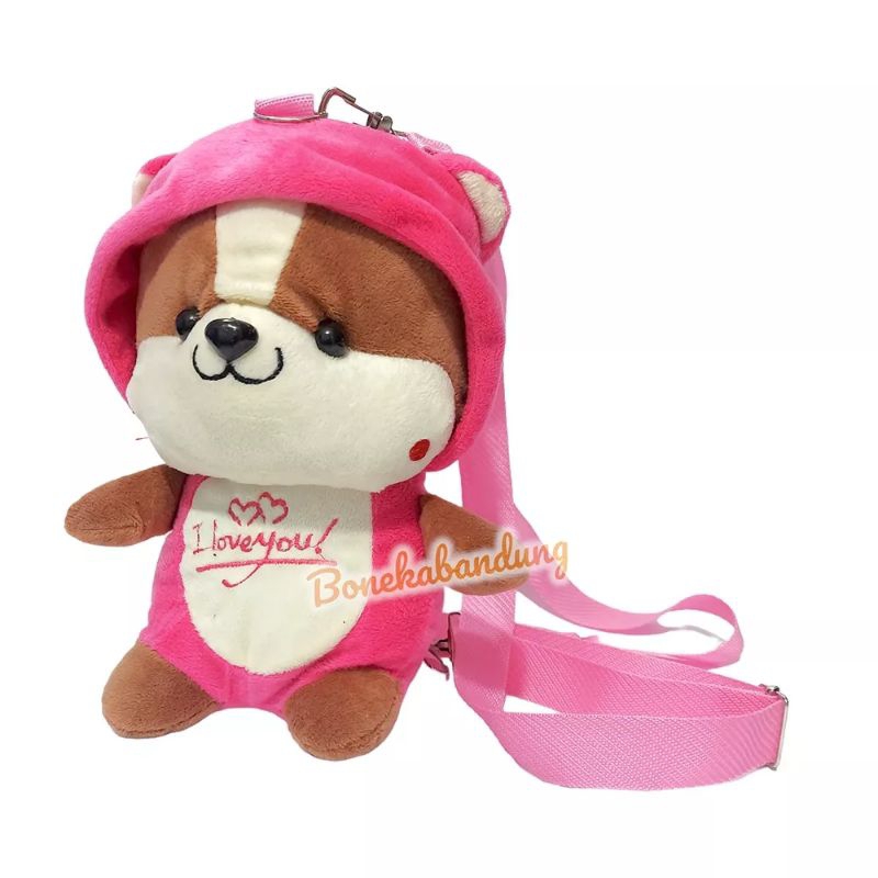 tas boneka gendong anak tupai hoodie lucu