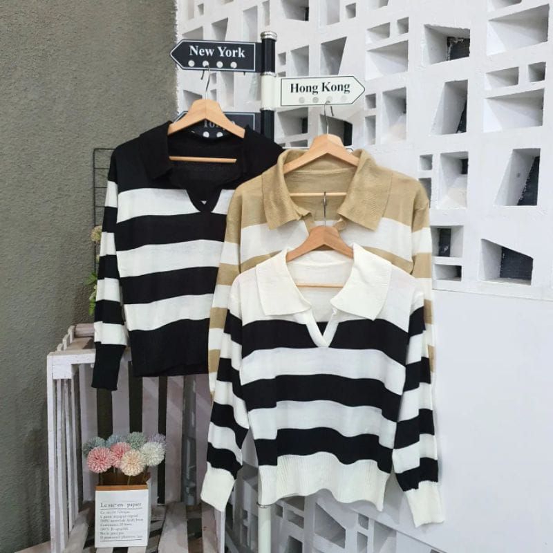 sweter rajut valencia/sweter blaster/atasan wanita/croptop/blouse korean/lengan panjang polo