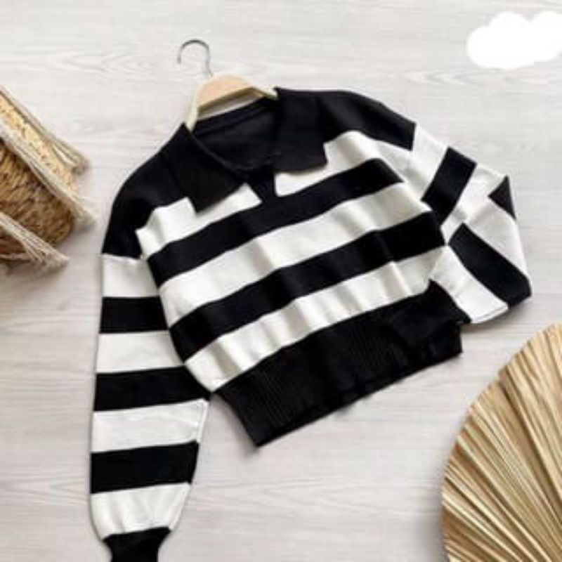 sweter rajut valencia/sweter blaster/atasan wanita/croptop/blouse korean/lengan panjang polo