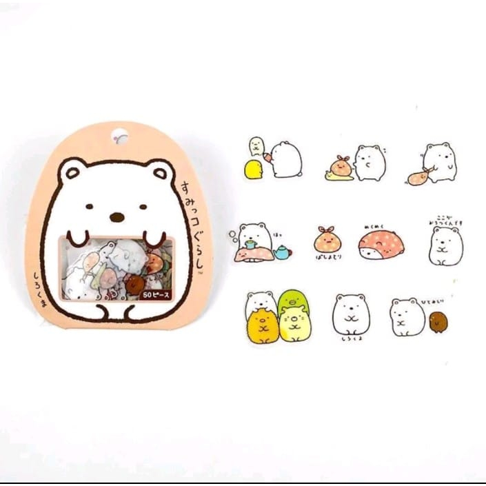 TL STIKER DESAIN JEPANG ISI 50PCS TRANSPARAN  || STICKER KAWAII SUMIKKO GURASHI DEKORASI DIY - BD