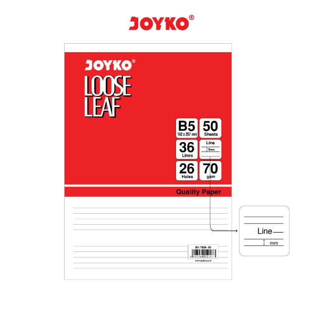 

Loose Leaf Joyko / Loose Leaf / Isi Kertas File / Binder / Kertas Binder Joyko Garis B5 50 Lembar
