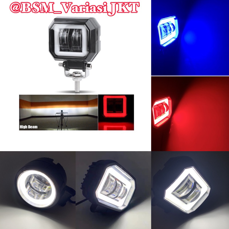 TERMURAH  Lampu Tembak Sorot LED CWL 2 mata lensa 4D 20watt Cree angel eyes harga satu pcs