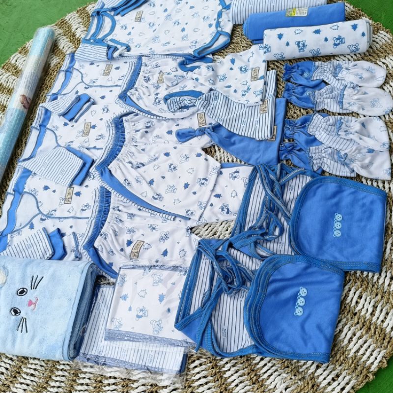 53 PCS Perlengkapan Baju Bayi Baru Lahir Seri Biru/Paket Brojol Baby Paket Komplit Terlengkap talitababywear