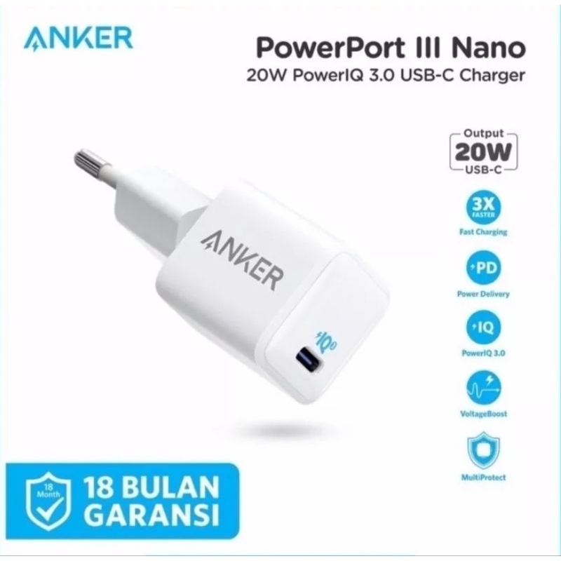 Anker PowerPort III Nano 20W Original 100% A2633