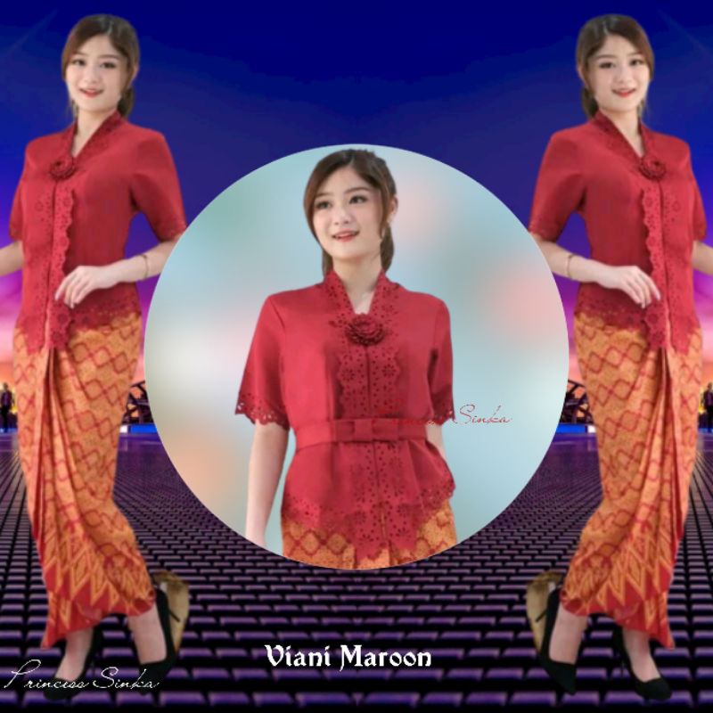 Atasan Kebaya Encim Floy Laser Cut Senada Modern Wisuda Pesta